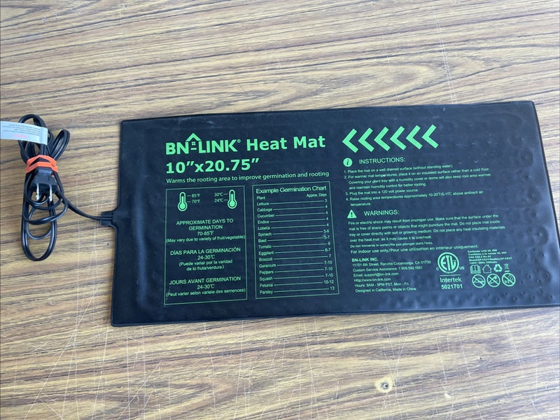 BN-LINK Seedling Heat Mat Warm Hydroponic Heating Pad 10"x20.75" For Seed Start Orchids