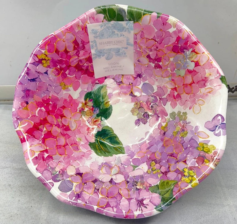 Salad Bowl Pink  Hydrangea Floral Pink Flowers Shabby Chic 7.5"  New NWT Hydrangea
