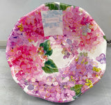 Salad Bowl Pink  Hydrangea Floral Pink Flowers Shabby Chic 7.5"  New NWT Hydrangea
