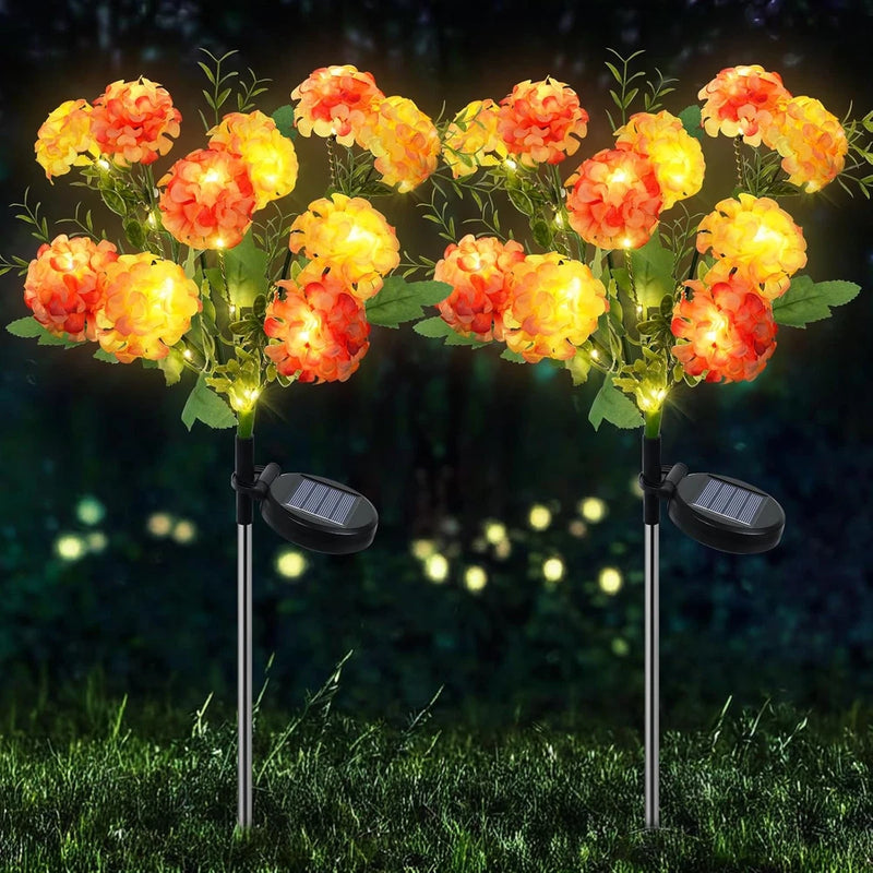 Solar Lights Outdoor, 2 Pack Solar Garden Lights with 20 Hydrangea Flowers, Wate Hydrangea