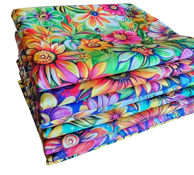 8 Groovy Garden Fat Quarter BUNDLE Fabric 100% Premium Cotton Flowering Plants