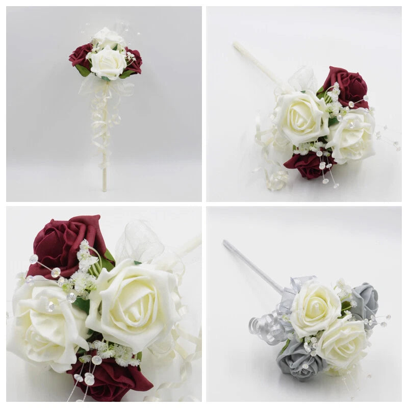 Artificial Wedding Flowers Rose Flower Girl Wand in 36 Colours Ranunculus