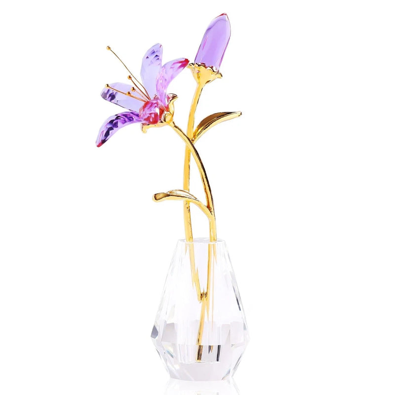YWHL Purple Lily Flower Gifts for Women, Handmade Crystal Lily Flower Figurin... Lily