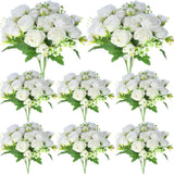8 Bundles Artificial Peonies White Silk Faux Flowers Bulk For Vase Decor Peony