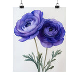 Boho Lavender Ranunculus Flower Art Print Poster, Minimalist Floral Wall Art 1 Ranunculus