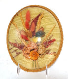 Vintage Framed Dried Flowers Convex Bubble Glass 8" x 9_" Oval Dried Flower