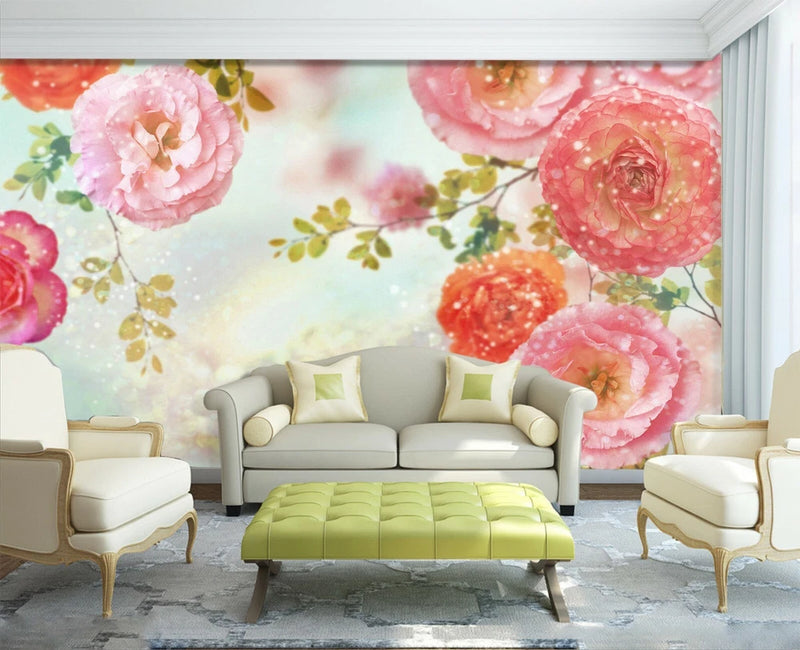 3D Peony Flower ZHUA10782 Wallpaper Wall Murals Removable Self-adhesive Amy Peony