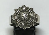 STERLING SILVER SUNFLOWER RING SZ 8.75 FLOWER FLORAL Sunflower