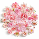 Artificial Flowers Heads Combo Pink Flowers Mix Silk Flowers Heads Faux Rose ... Hydrangea