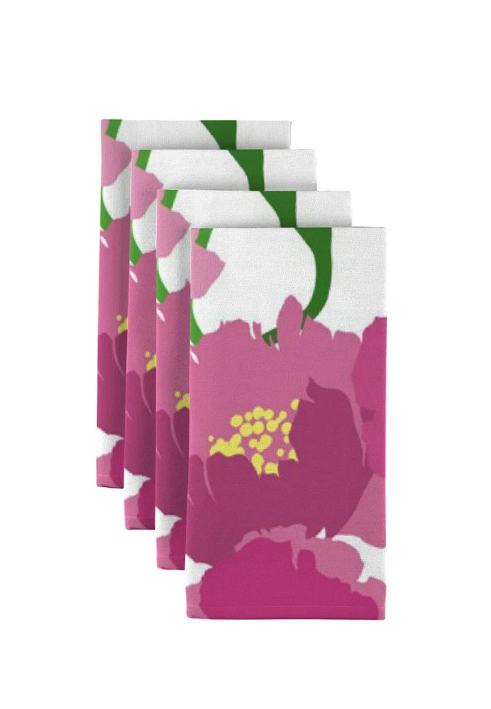 Pink peony print napkins, 18x18 in, 4-pack