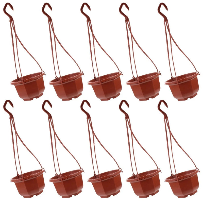10 Sets Plastic Hanging Planters with Hooks for Garden Balcony Flower Pots Garden Plants