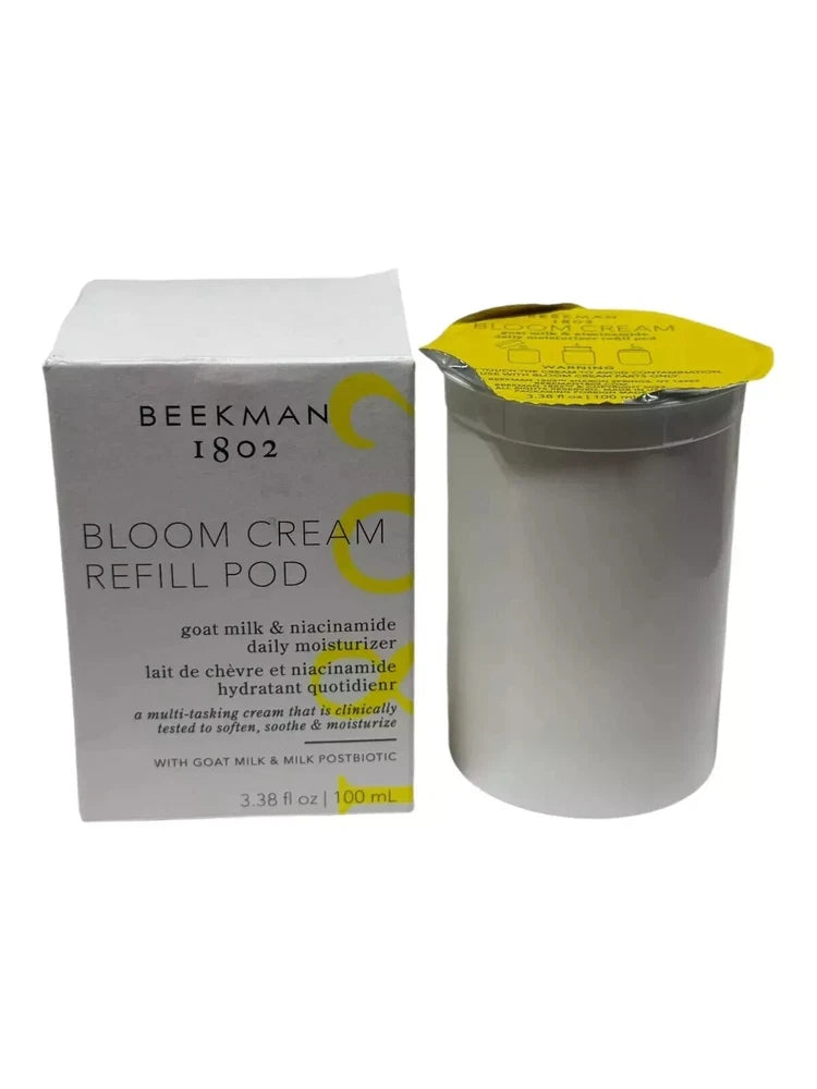 Moisturizer refill pod with gray jar and Bloom Cream refill box, sealed