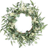 Pinkpum 20-Inch artificial Eucalyptus and White Berry Wreath Indoor-Outdoor Green Plant