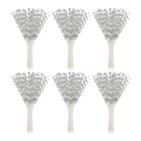 60 Pcs 4mm Pearl String Bouquet Pearl Stick Stems Bouquets Garland Spray, Silver Bouquet