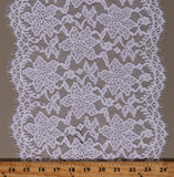 Double-Edge Scallop Floral White 10.5" Wide Lace Trim Fabric by the Yard M407.11 Flowering Plants