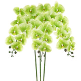 3-Pack Artificial Orchid Flowers 9 Large Petals for Home[Dark Green] Green Plant