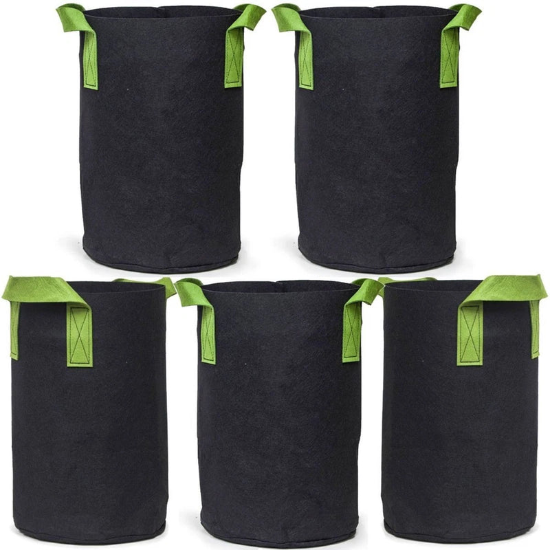 247Garden 7-Gallon Tall Aeration Fabric Pot/Tree Grow Bags 5-Pack Garden Plants