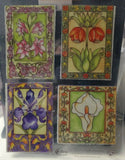 4 FLOWER STAMPS UNMOUNTED ART NOUVEAU LISA LARSEN INR-035 CARD MAKING IRIS LILY Lily