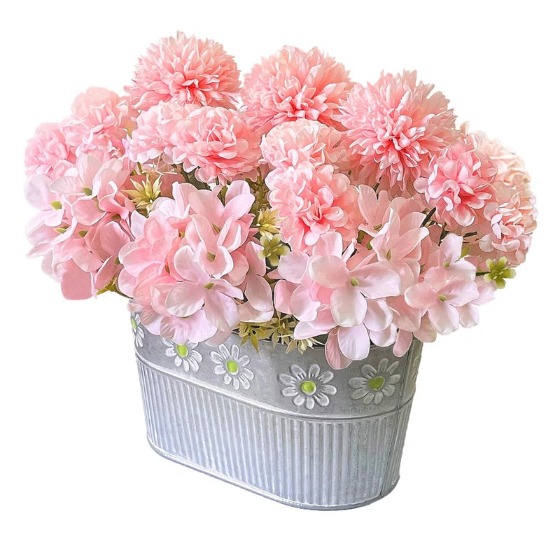 Artificial Flowers with Plant Pot, Fake Silk Hydrangea Flower Arrangement Tab... Hydrangea
