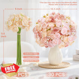 30Pcs Dusty Rose Ranunculus Artificial Flowers Silk Mini Bulk Wedding Ranunculus