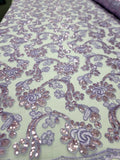 Lavender Lace Floral Flowers Sequins Embroidered Fabric Sold By Yard Prom Dress Flowering Plants
