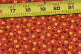 By 1/2 Yd, 36" Wide, Vintage 1940's-60's, Yellow Calico on Orange Cotton, P9089 Flowering Plants