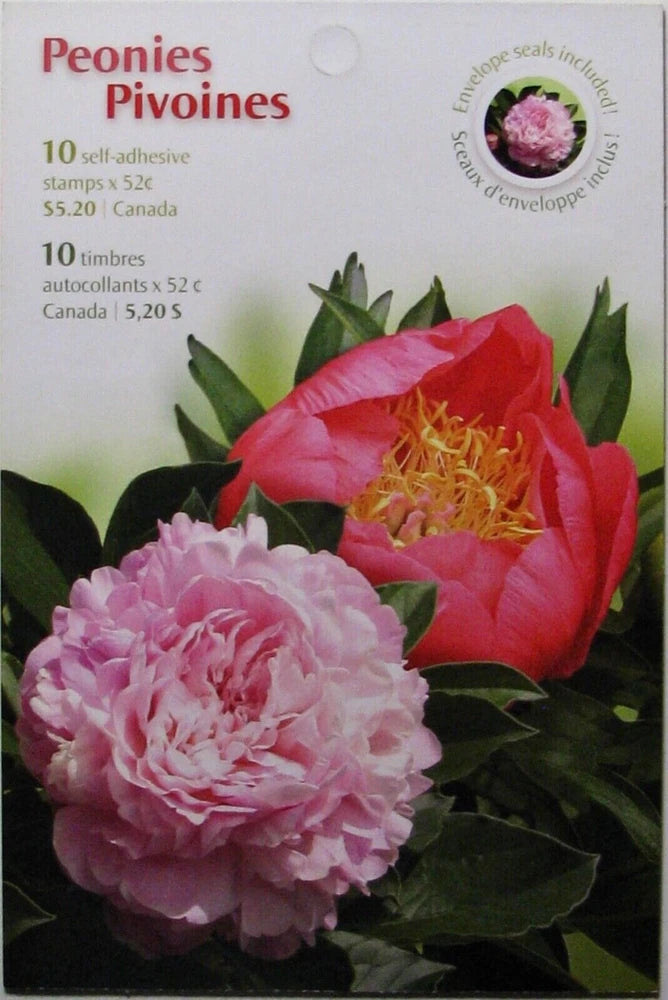 Peonies stamp sheet with pink peony flower artwork