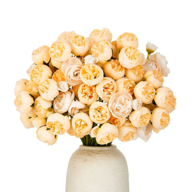 24 PCS Ranunculus Artificial Flower, Faux Silk Mini Ranunculus Bulk Fake Wedd... Ranunculus