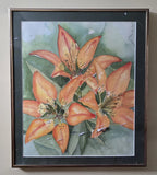 Watercolor painting Garden Lily Painting Modern Floral Artwork Signed Lily