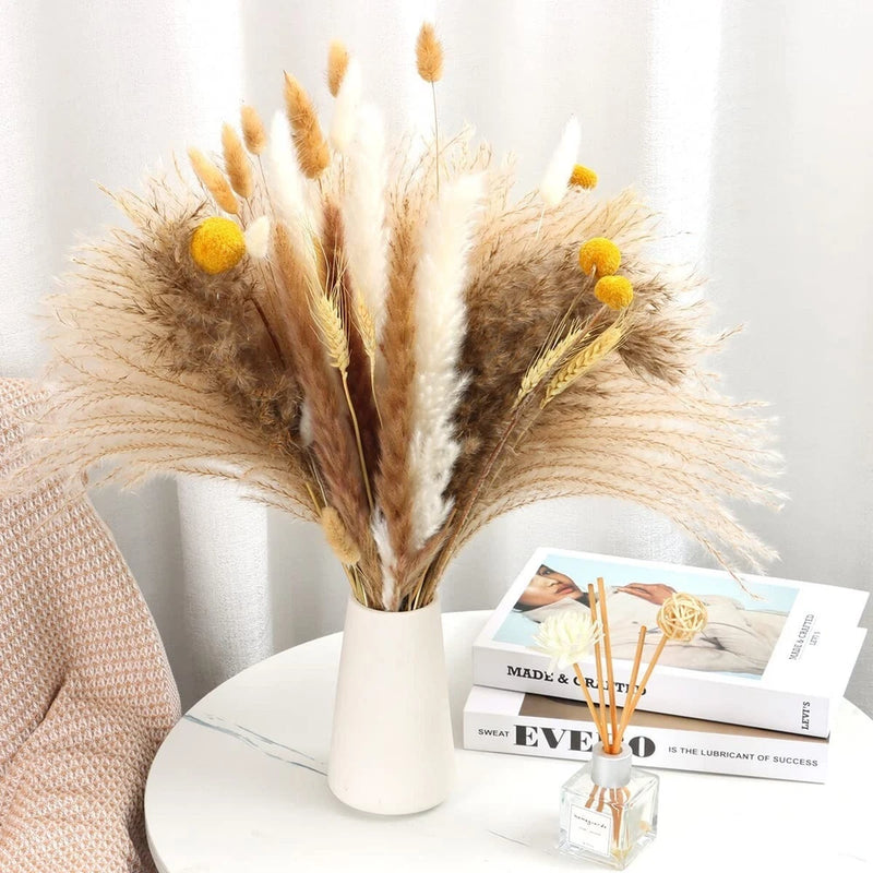 107 Pcs 17.5 inch Natural Dried Pampas Grass DŽcor Valentine's Day Gift Pampas Grass