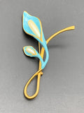 Vintage Arum Lily Flower Pin Brooch Blue Enamel (L598) Lily
