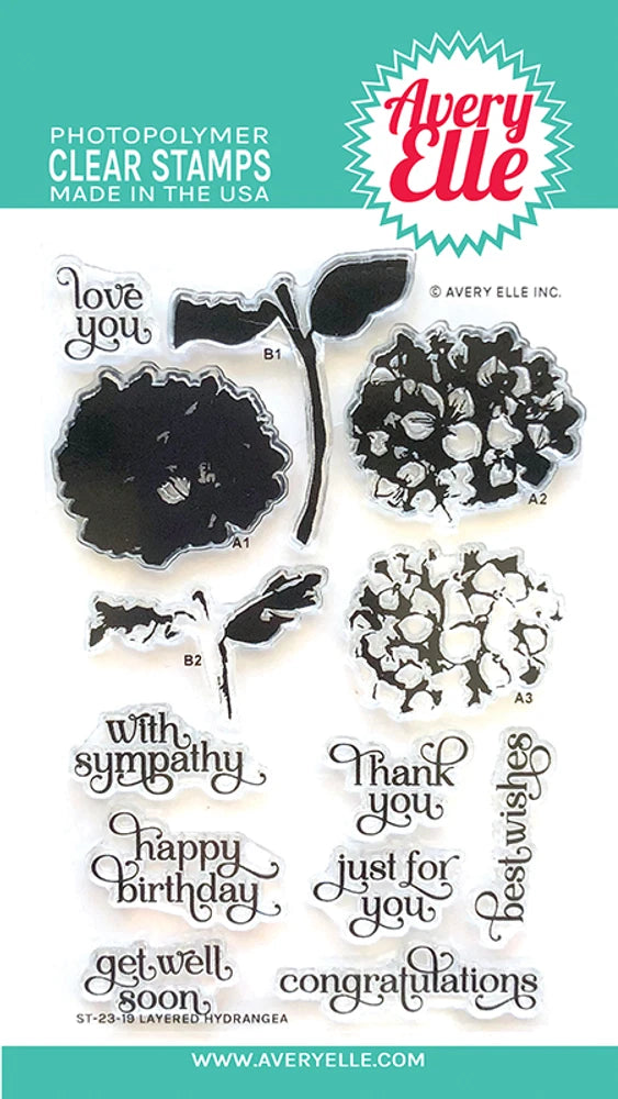 Avery Elle Clear Photopolymer Stamp Set Layered Hydrangea Hydrangea