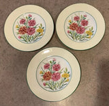 WEDGWOOD :: Antique Lot/3 PLATES ÒCarnationÓ Garden Club #3037 E3 ENGLAND Carnation