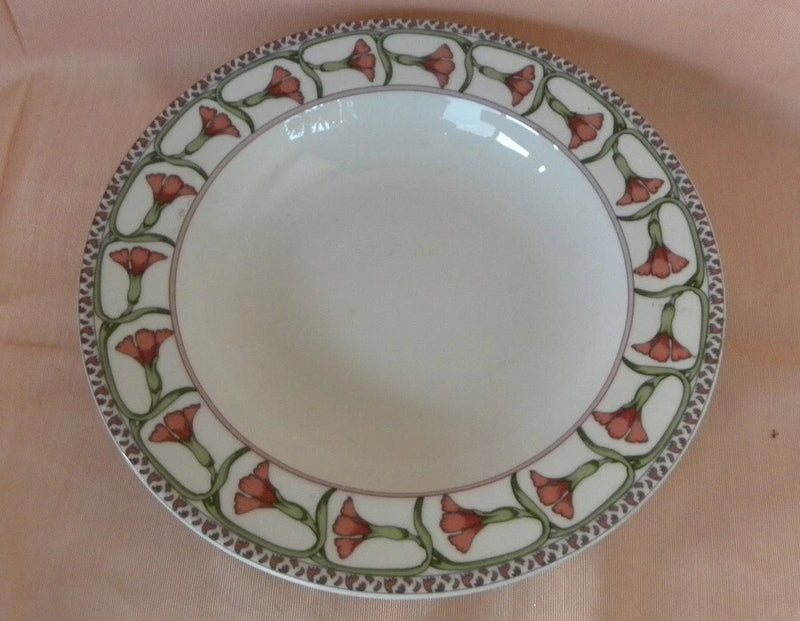 Vintage Ionia Happy Day Red Carnation Coupe Soup Plate Bowl 8.6" Round Carnation