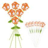 6-Pack Crochet Flowers, Knitted Artificial Wool Carnation [Gradient Orange] Carnation