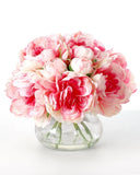 Artificial Peonies Flowers with Vase, Mixed Pink Silk Peony Bouquet with Faux... Peony