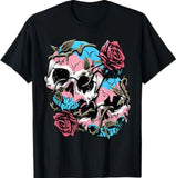 Transgender Pride Trans Flag Skull Roses Subtle LGBTQ T-Shirt Roses