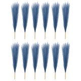 12 Pcs 17 Inch Faux Pampas Grass Artificial Boho Decor Peacock Blue Pampas Grass