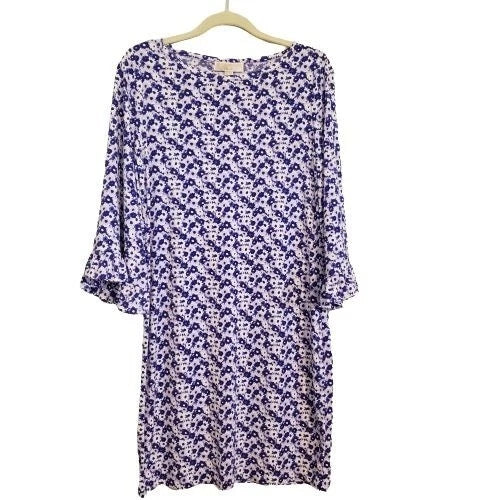 Michael Kors Carnation Floral Flare Sleeve Dress Amethyst size M NWT Carnation