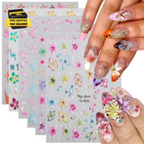 Flowers Nail Art Sticker- 5D Embossed Lily Flower Nail Decals Spring Colored Orc Lily