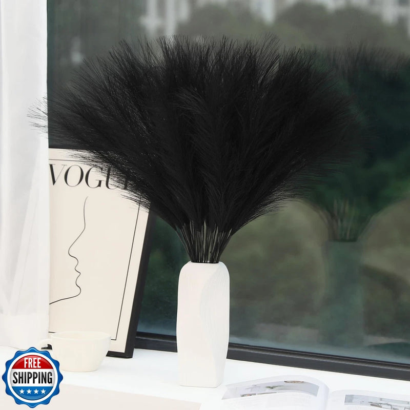 Wertuirk 30pcs Black Pampas Grass - 24 Inch Faux Pampas Grass Dec Pampas Grass