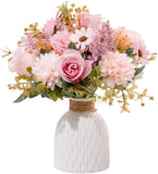 Epicpetal Fake Flowers in Vase, Artificial Pink Flowers in Vase for Decoration F Hydrangea