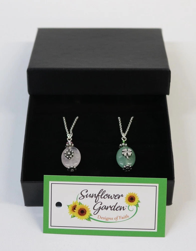 2 Sunflower Garden Designs of Faith Necklace 18" Chain 1 Shamrock & 1 Flower NIB Sunflower