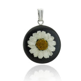 Real Mini Daisy Flower Charm Pendant - Stainless Steel - Preserved in Resin Daisies