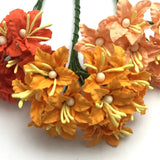 1"or2.5cm - Mini Lily Flower Scrapbook Autumn Orange Peach Fall Tone LY3 Lily