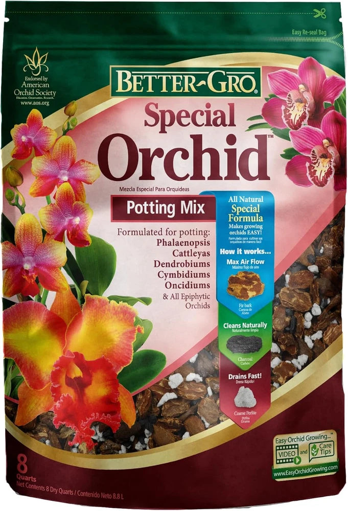 Better-Gro Special Orchid potting mix bag with orchid bark blend, 8 qt