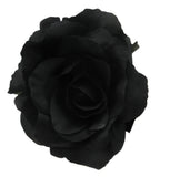 4 3/4" Goth Black Rose Poly Silk Flower Brooch Pin with Locking Bale Roses