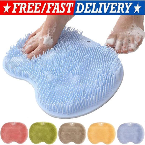 Blue silicone foot scrubber massage pad with soft nubs