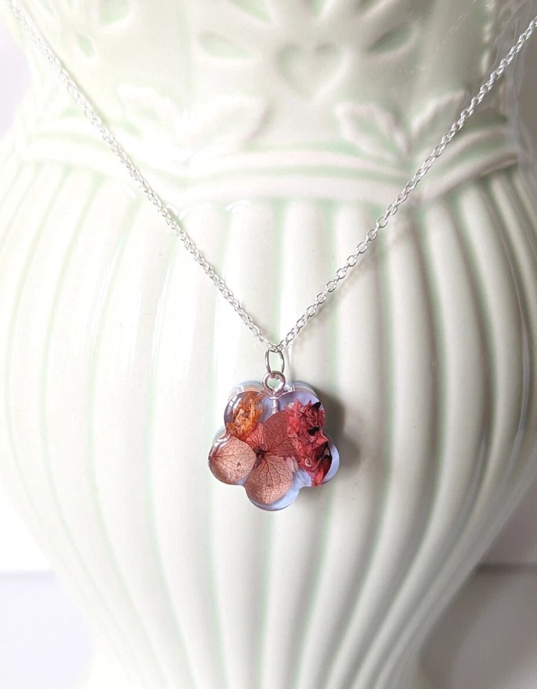 Handmade Real Flower Resin Necklace Hydrangea Pendant Unique Gift For Her Love Hydrangea