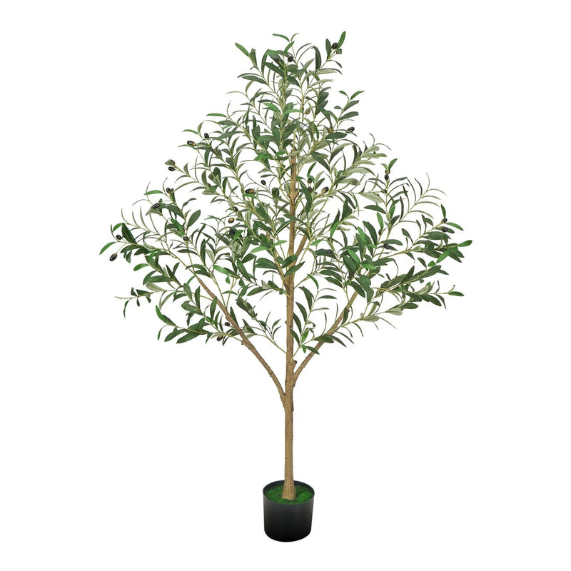 Uimoso 5FT Artificial Olive Tree Tall Fake Plant with Black Pot Home Office Green Plant